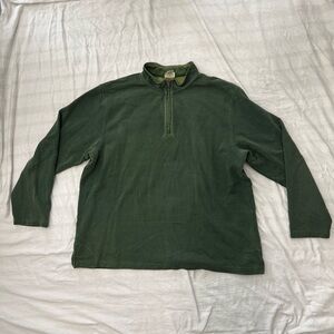 Vintage L.L. Bean Men's Forest Green Half-Zip Cotton Sweater Size XL
